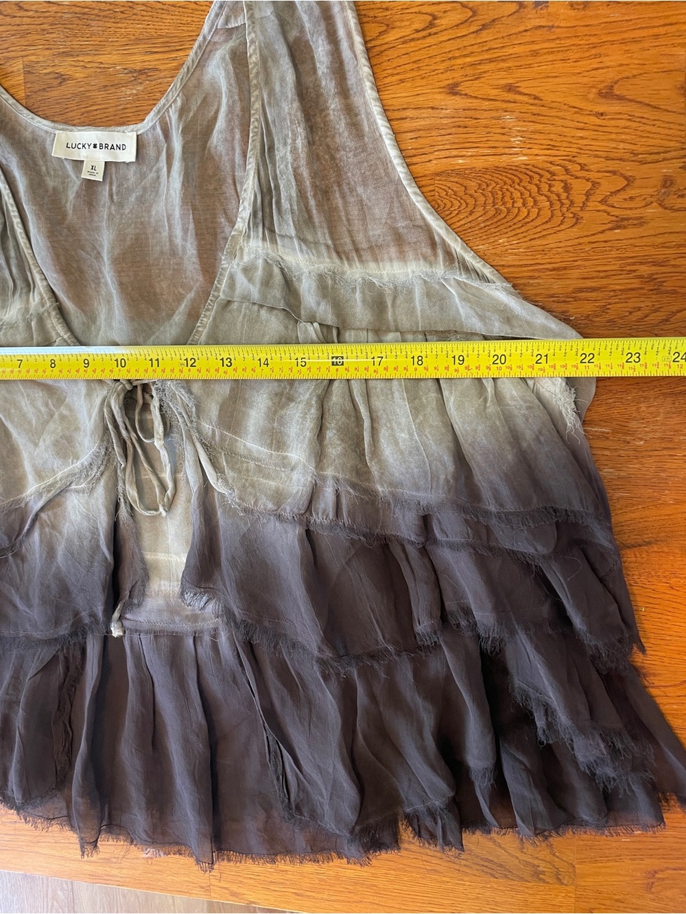 Lucky Brand Gray to Black Ombre Ruffle Tie-Front Camisole - Picture 7 of 8